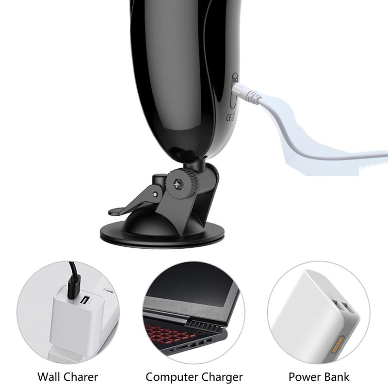 Foxshow - 63-00033 - Masturbator-Vibrating Masturbation Cup USB 7 + Interactive Function / Talk Mode - Luxury Giftbox - Black