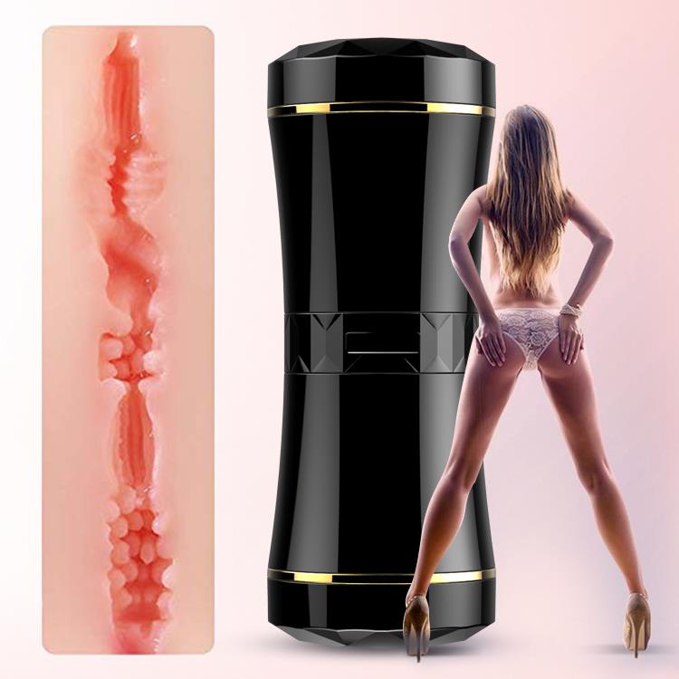 Foxshow - 63-00035 - Double End Masturbator Cup - Big heavy size - Pussy & Anal - 19 cm - Dia outside 8 cm - Luxury Giftbox - Black