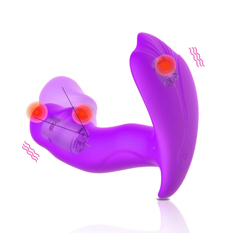 Foxshow - 63-00036 - Remote Control Panty Vibrator - Heat Function & Voice Control - 10 Function - Rechargeable - 12,5 cm x 9 cm - Luxury Giftbox - Purple