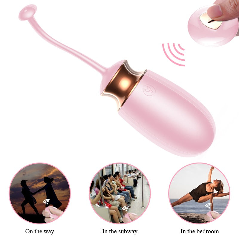 Foxshow Vibrating silicone Love egg Remote control - Rechargeable - Pink - 10 function - Voice Control - Colour box - 63-00037