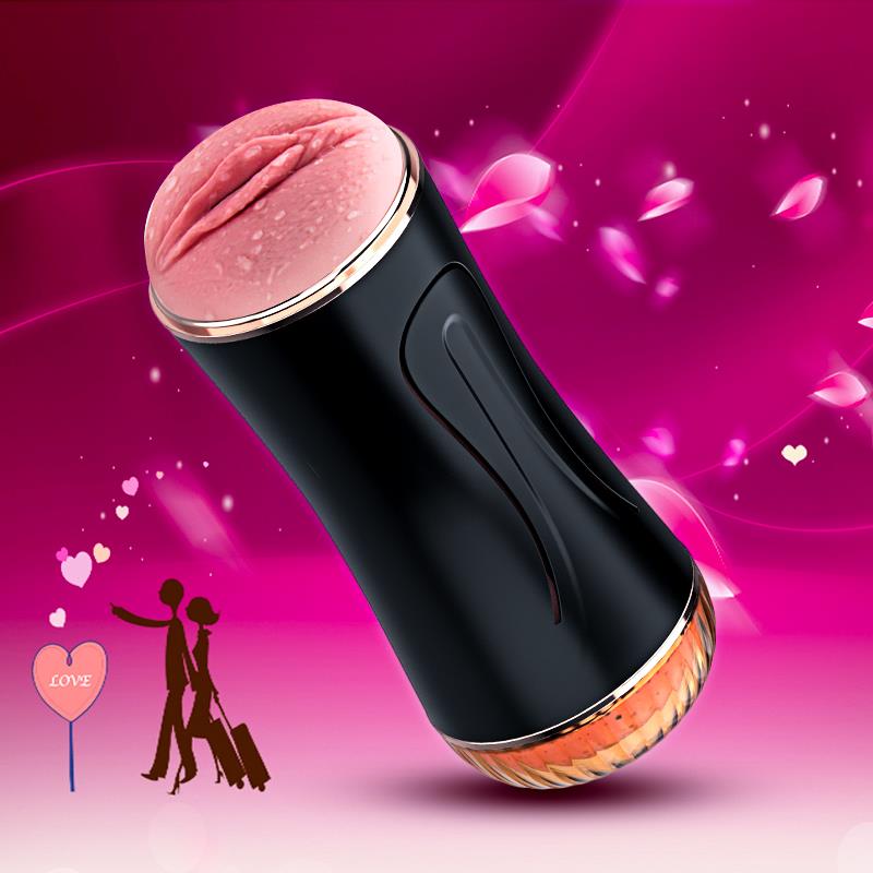 Foxshow - 63-00045 - Masturbator-Vibrating Masturbation Cup - USB 10 function + Interactive Function / Double Ends - Luxury Giftbox - Black