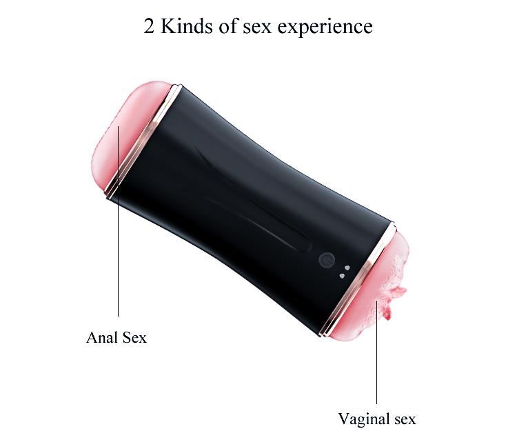 Foxshow - 63-00045 - Masturbator-Vibrating Masturbation Cup - USB 10 function + Interactive Function / Double Ends - Luxury Giftbox - Black