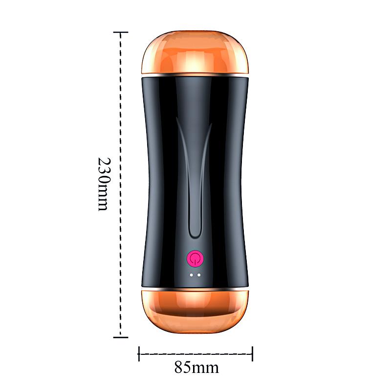 Foxshow - 63-00045 - Masturbator-Vibrating Masturbation Cup - USB 10 function + Interactive Function / Double Ends - Luxury Giftbox - Black
