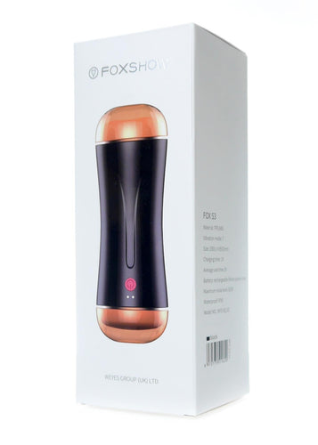 Foxshow - 63-00045 - Masturbator-Vibrating Masturbation Cup - USB 10 function + Interactive Function / Double Ends - Luxury Giftbox - Black