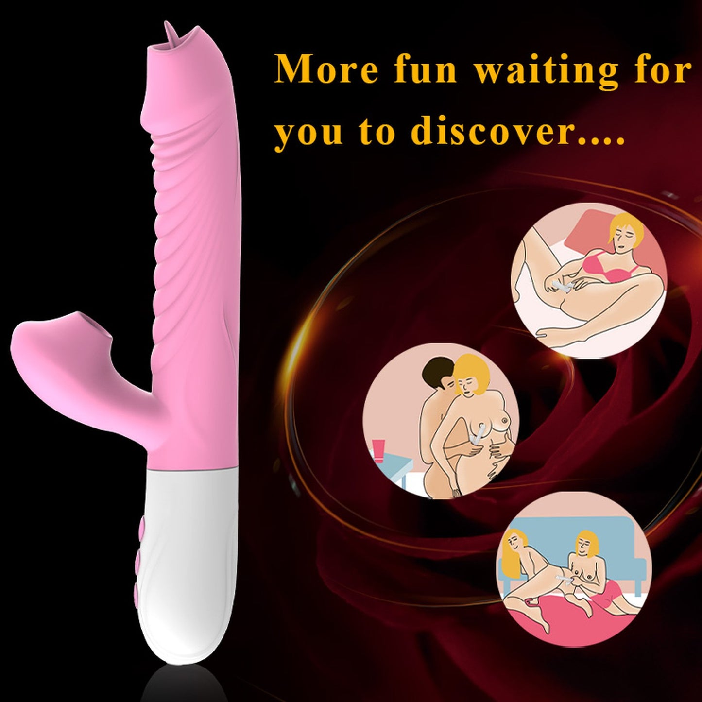 Foxshow - 63-00046-1  - Up & Down Silicone Air sucking Licking G Spot Stimulator - 7 Functions