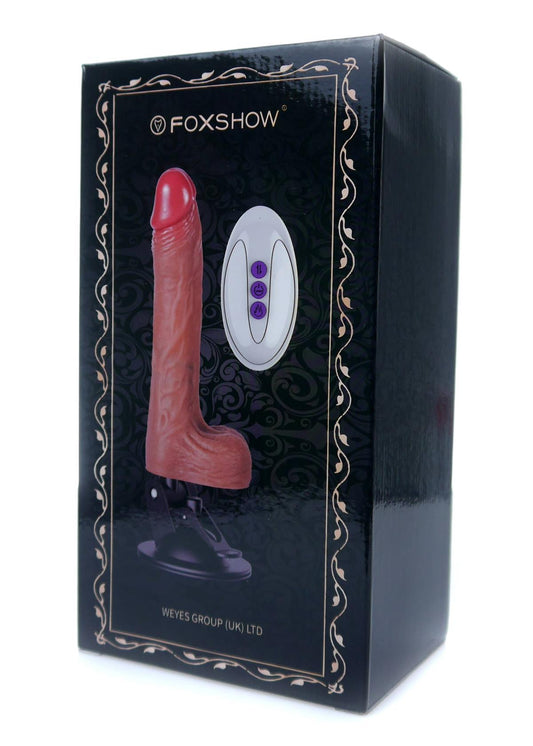 Foxshow - 63-00047 - Remote control  Realistic vibrator - Up & down - Rotating - Heat function - Wallmounting -  Silicone 10 Function - 21 cm- Rechargeable - Luxury Giftbox - Flesh