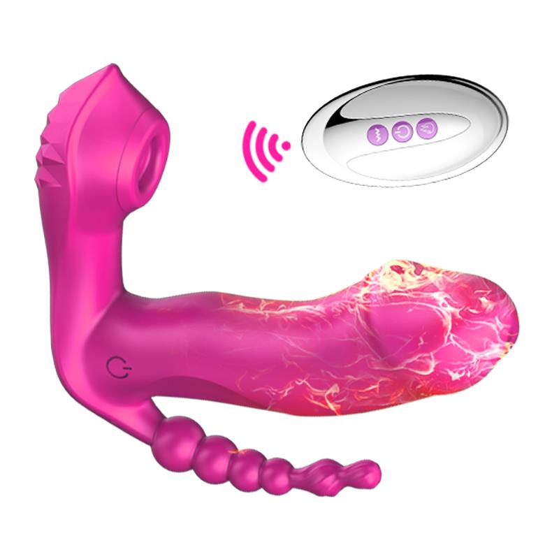 Foxshow - 63-00050 - Silicone Panty Vibrator - USB rechargeable - 7 vibrations - Heating - 7 Frequency Of Sucking - Luxury Giftbox - Pink