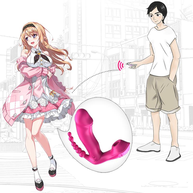 Foxshow - 63-00050 - Silicone Panty Vibrator - USB rechargeable - 7 vibrations - Heating - 7 Frequency Of Sucking - Luxury Giftbox - Pink