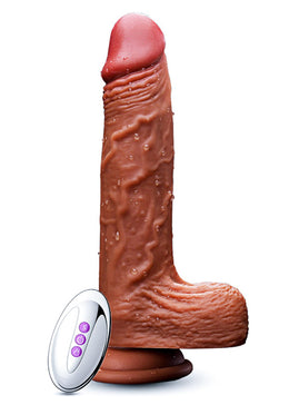 Foxshow - 63-00053 - Remote control Realistic vibrator - Up & down - Rotating - Heat function - Silicone 10 Function - 21 cm- Rechargeable - Luxury Giftbox - Flesh