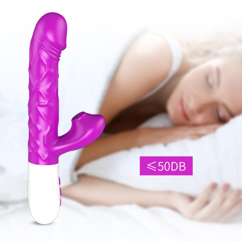 Foxshow - 63-00054 - Airsucker & G spot Vibrator -Silicone- Up & down also - 7 function - 23cm length - 3 Thrusting - Heating - 7 Frequency Of Sucking - Luxury Giftbox - Purple
