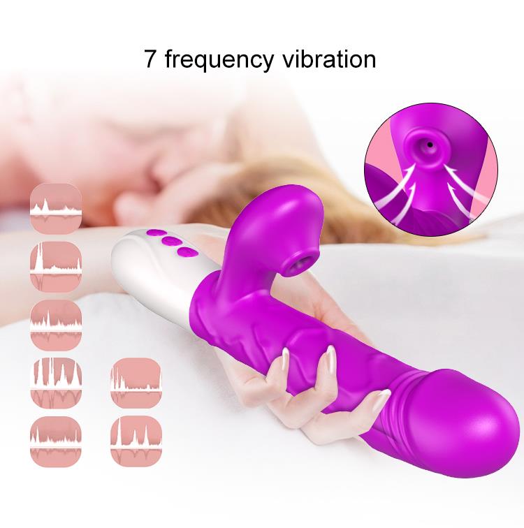 Foxshow - 63-00054 - Airsucker & G spot Vibrator -Silicone- Up & down also - 7 function - 23cm length - 3 Thrusting - Heating - 7 Frequency Of Sucking - Luxury Giftbox - Purple