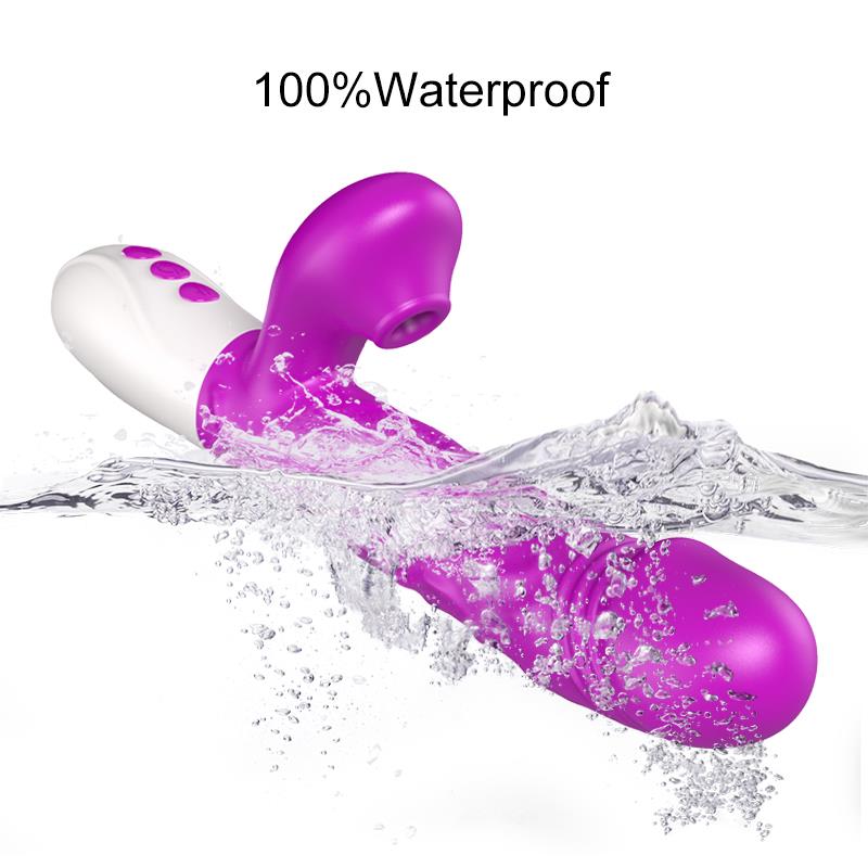 Foxshow - 63-00054 - Airsucker & G spot Vibrator -Silicone- Up & down also - 7 function - 23cm length - 3 Thrusting - Heating - 7 Frequency Of Sucking - Luxury Giftbox - Purple