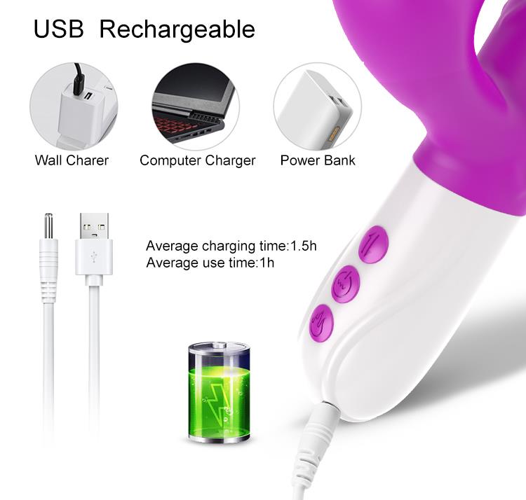 Foxshow - 63-00054 - Airsucker & G spot Vibrator -Silicone- Up & down also - 7 function - 23cm length - 3 Thrusting - Heating - 7 Frequency Of Sucking - Luxury Giftbox - Purple