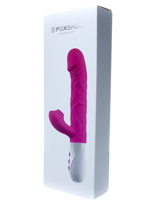 Foxshow - 63-00054 - Airsucker & G spot Vibrator -Silicone- Up & down also - 7 function -  23cm length - 3 Thrusting - Heating - 7 Frequency Of Sucking  - Luxury Giftbox - Purple