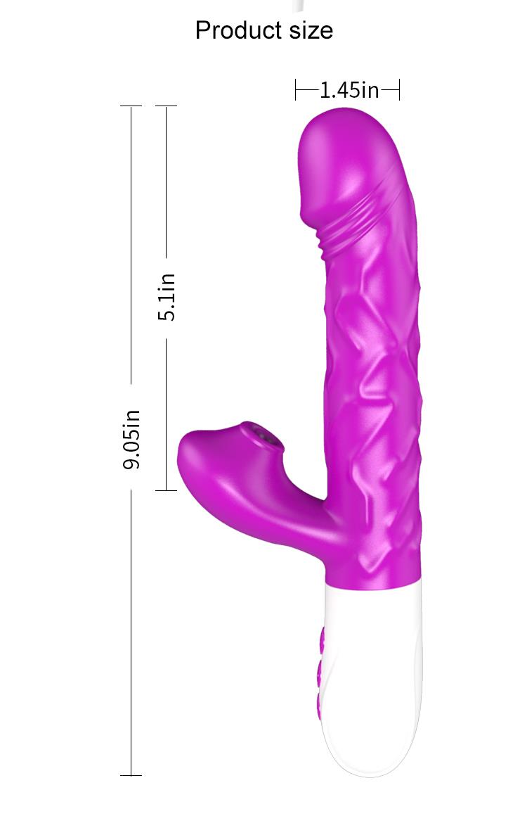 Foxshow - 63-00054 - Airsucker & G spot Vibrator -Silicone- Up & down also - 7 function - 23cm length - 3 Thrusting - Heating - 7 Frequency Of Sucking - Luxury Giftbox - Purple