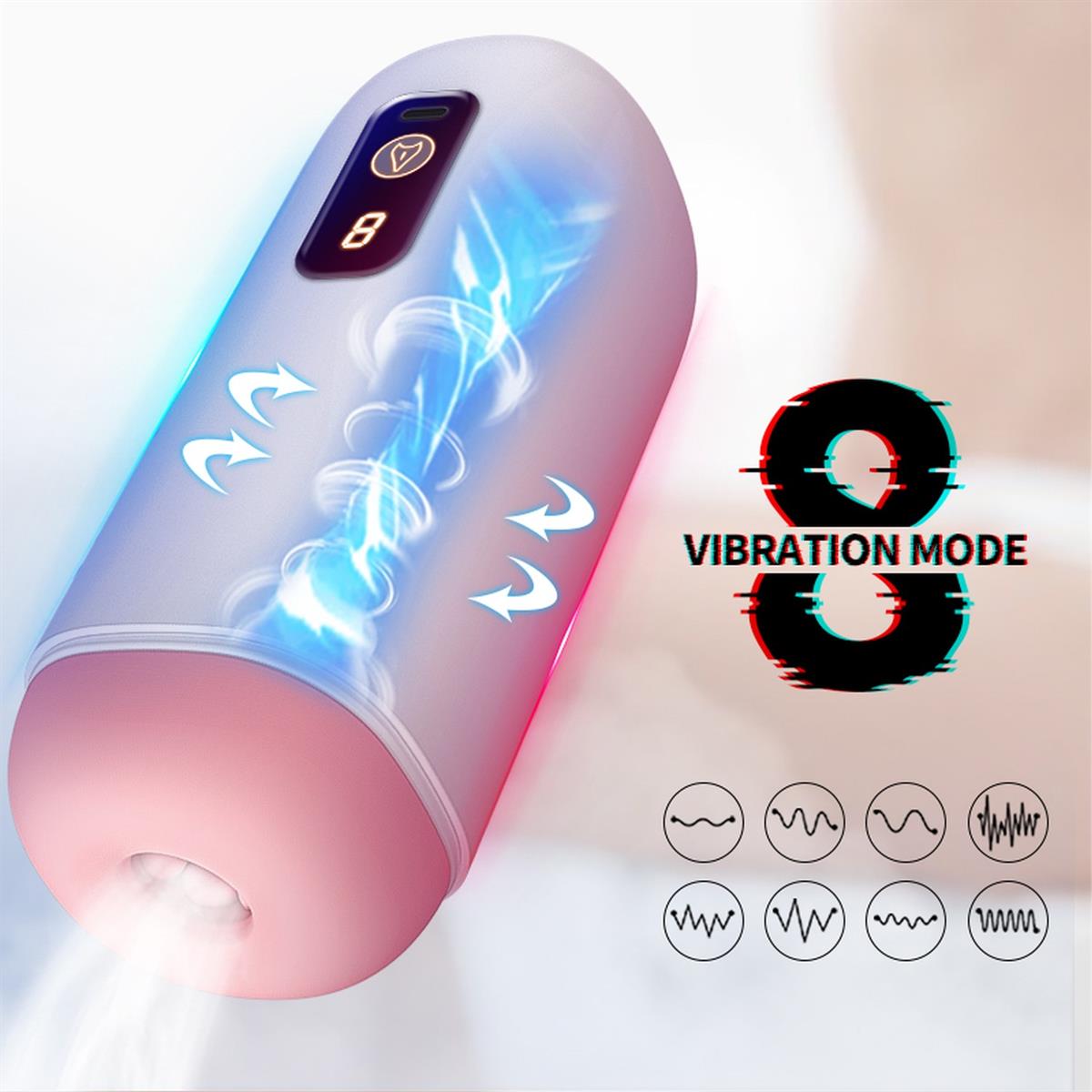 Foxshow Vibrating Big Masturbator - Usb - 8 Functions - Colourbox - 63-00068