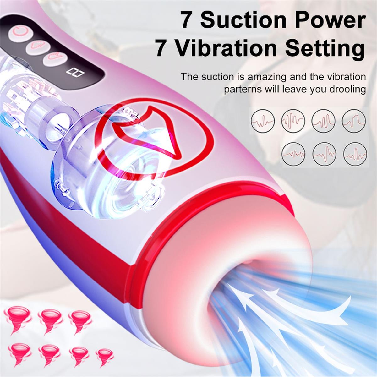 Foxshow Vibrating Big Masturbator - Usb - 7 Sucking / 7 Vibration Functions - Colourbox - 63-00069