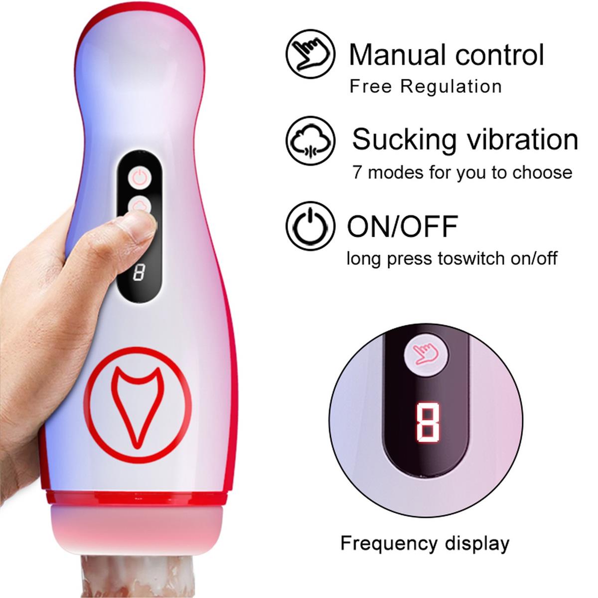 Foxshow Vibrating Big Masturbator - Usb - 7 Sucking / 7 Vibration Functions - Colourbox - 63-00069