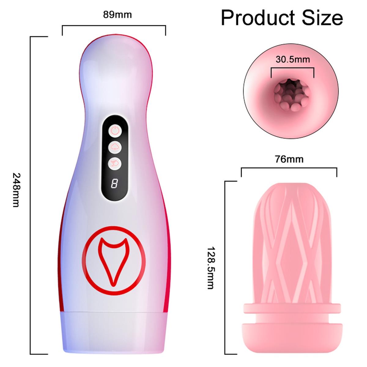 Foxshow Vibrating Big Masturbator - Usb - 7 Sucking / 7 Vibration Functions - Colourbox - 63-00069