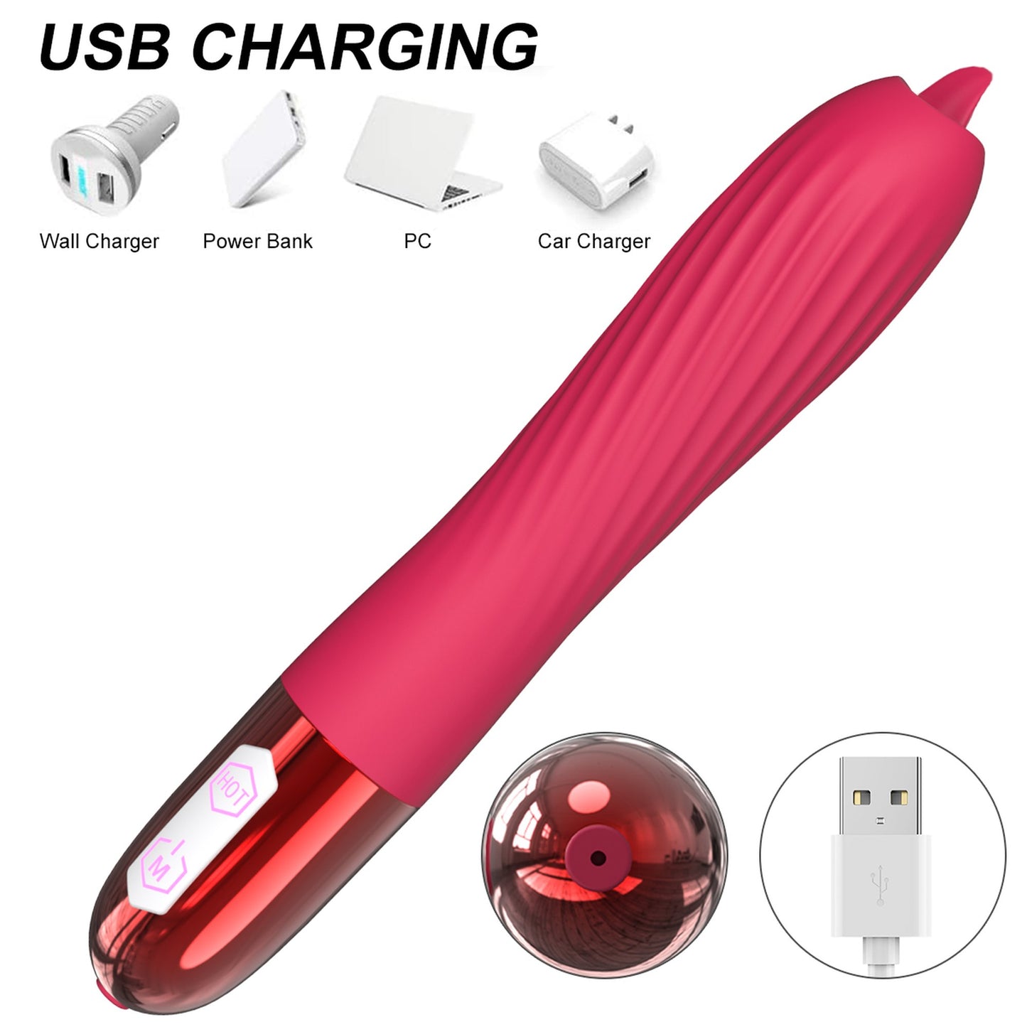 Foxshow - 63-00070-1 - Heat Function Unique Silicone Vibrator - 10 vibration Mode - Pink