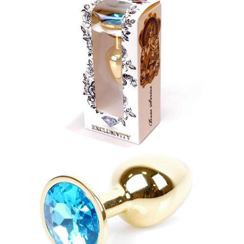 Boysoftoys - 64-00022 - Plug - Gold - Anal - Light Blue stone - attractive colour window box