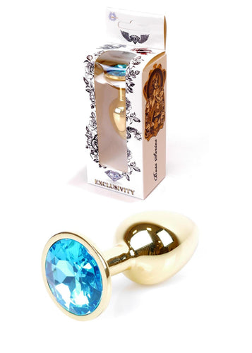 Boysoftoys - 64-00022 - Plug - Gold - Anal - Light Blue stone - attractive colour window box