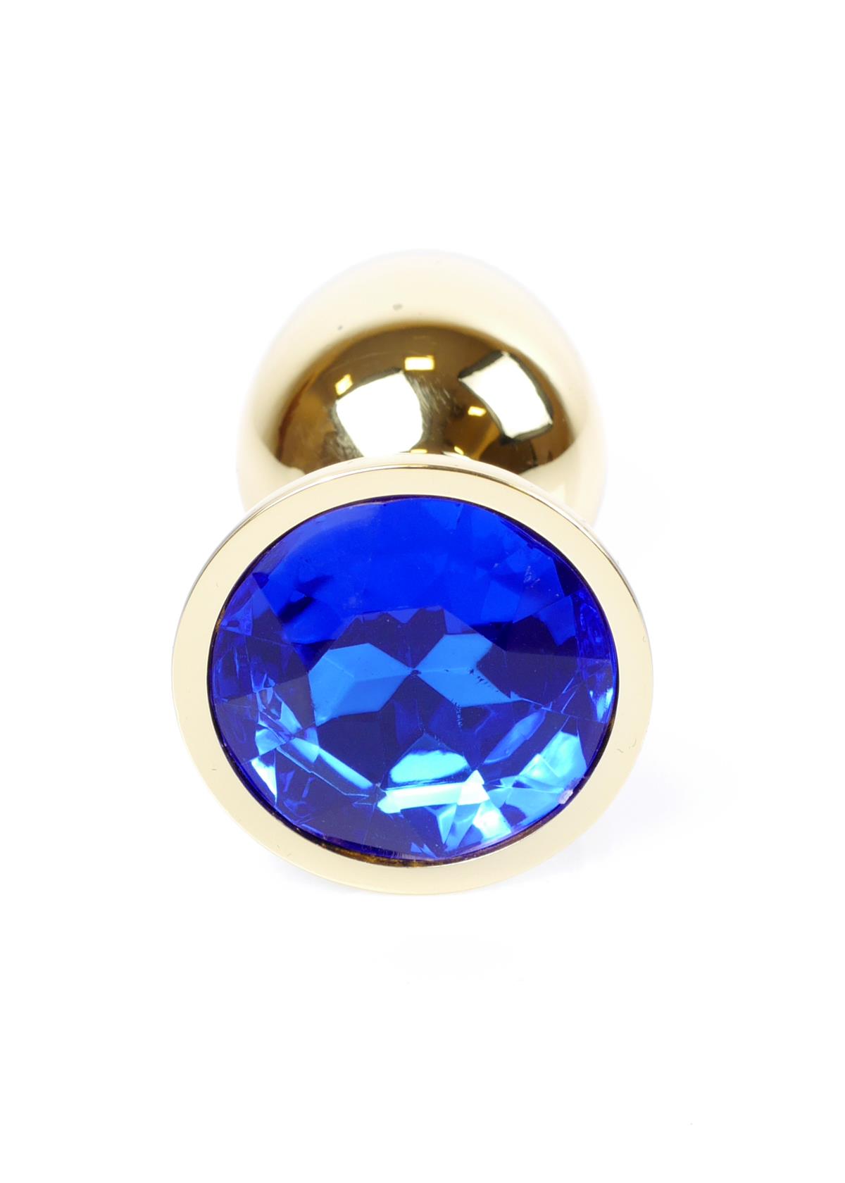 Boysoftoys - 64-00023 - Gold Plug - Anal - Dark Blue stone - length 7 cm - dia 2,7 cm - attractive colour window box