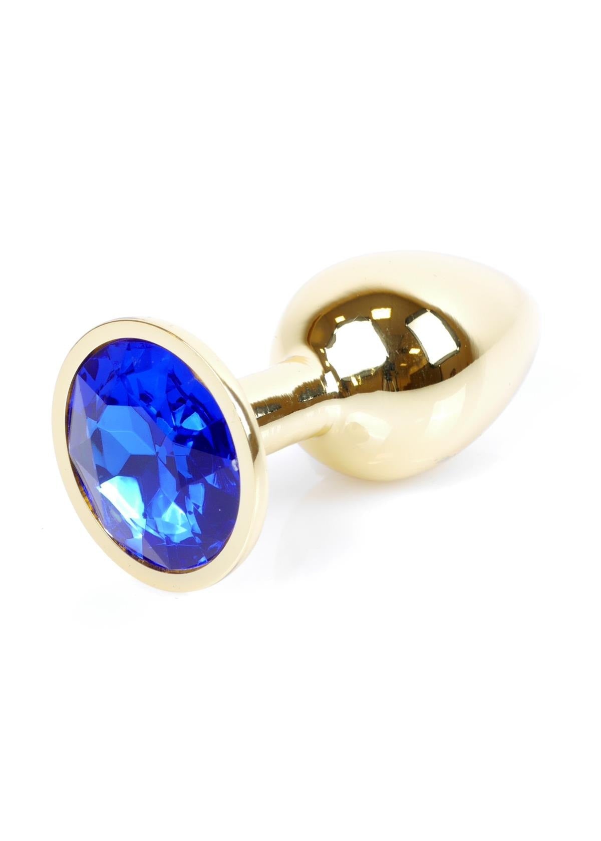 Boysoftoys - 64-00023 - Gold Plug - Anal - Dark Blue stone - length 7 cm - dia 2,7 cm - attractive colour window box