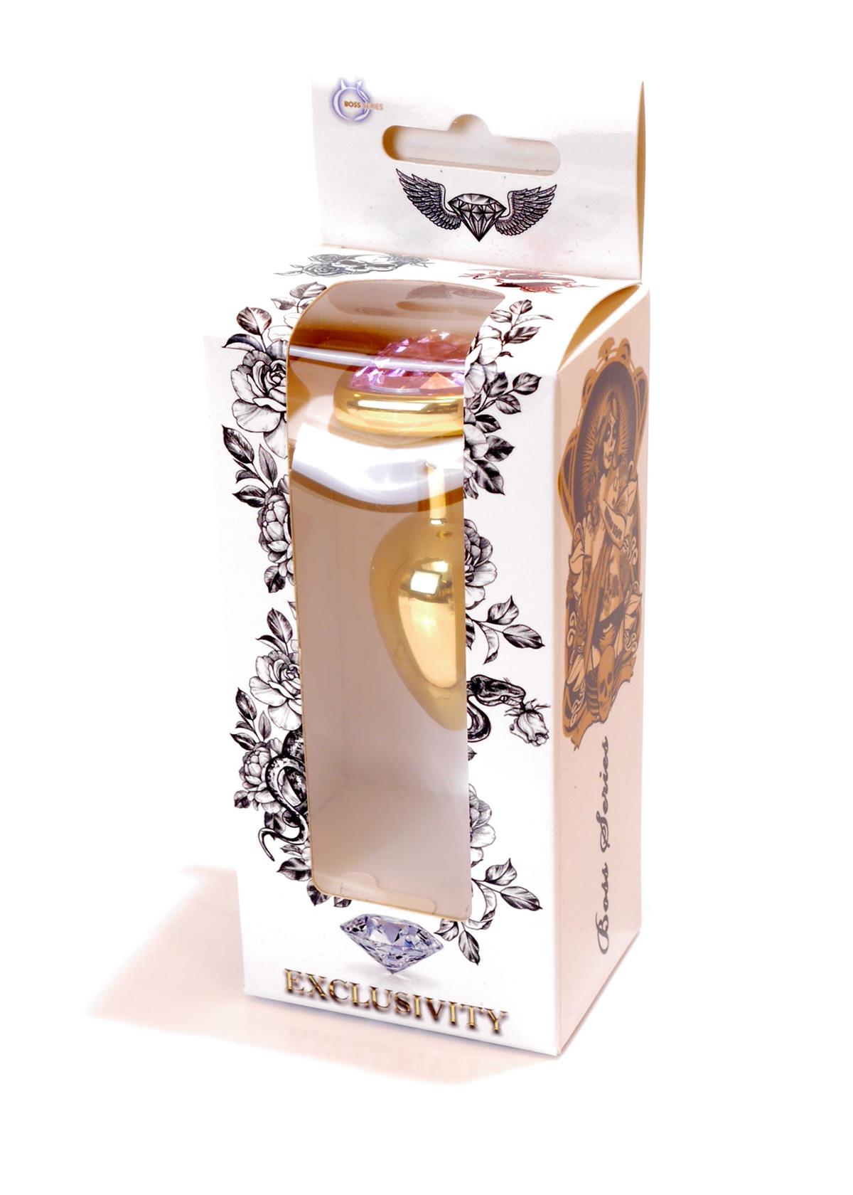 Bossoftoys - Gold Plug Heart Design Rose - Anal Plug - 64-00036