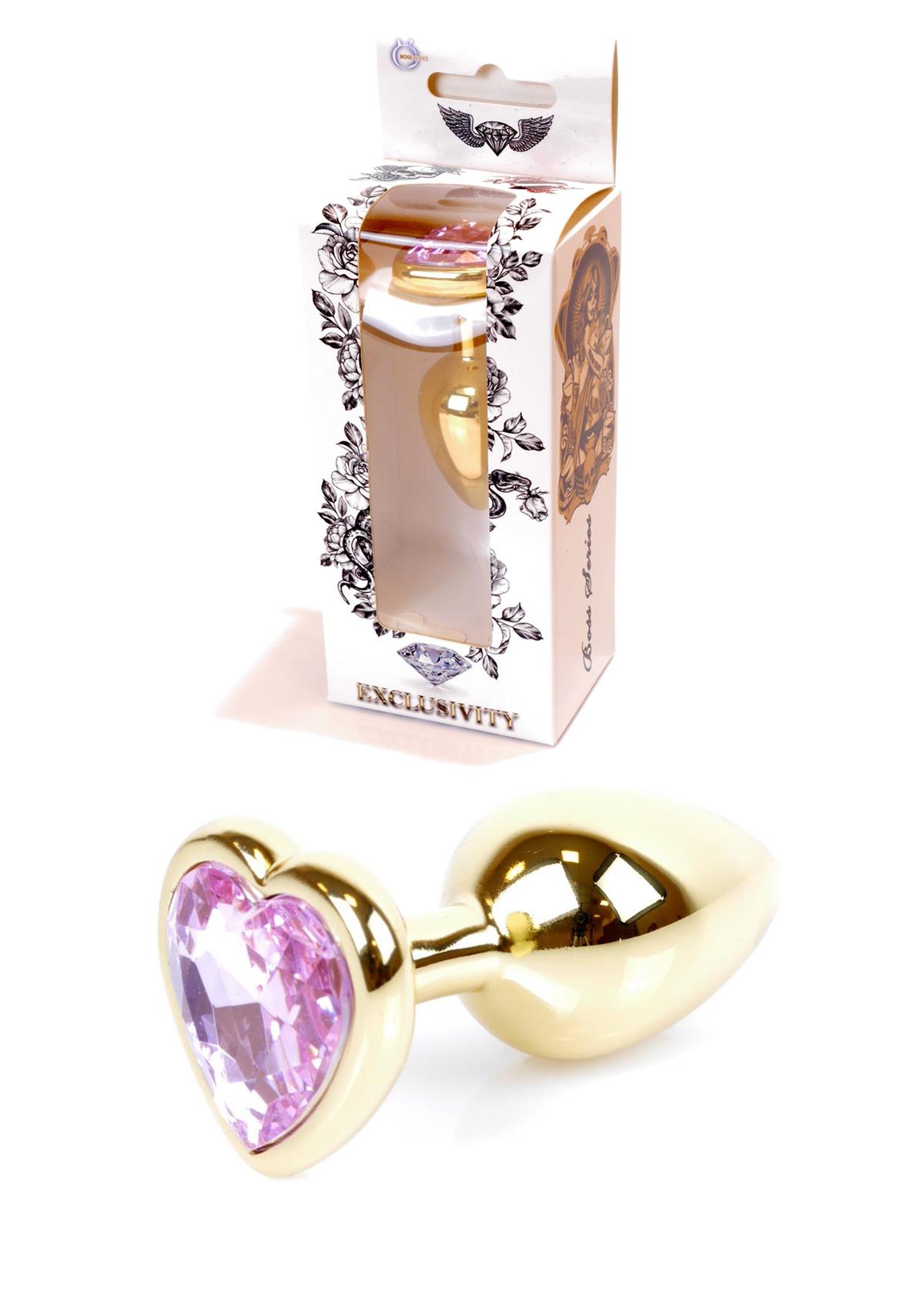 Bossoftoys - Gold Plug Heart Design Rose - Anal Plug - 64-00036