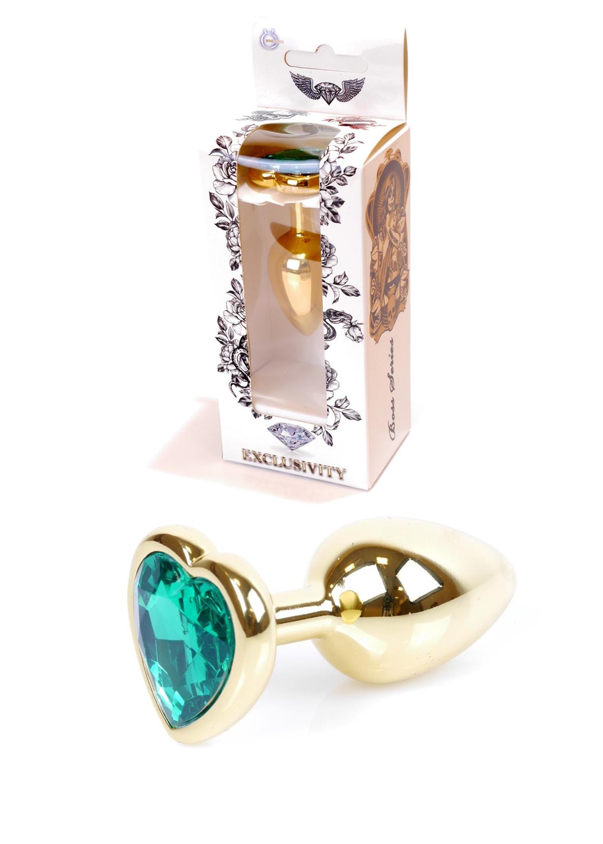 Bossoftoys - 64-00042 - Plug - Gold - Anal - Heart - Green