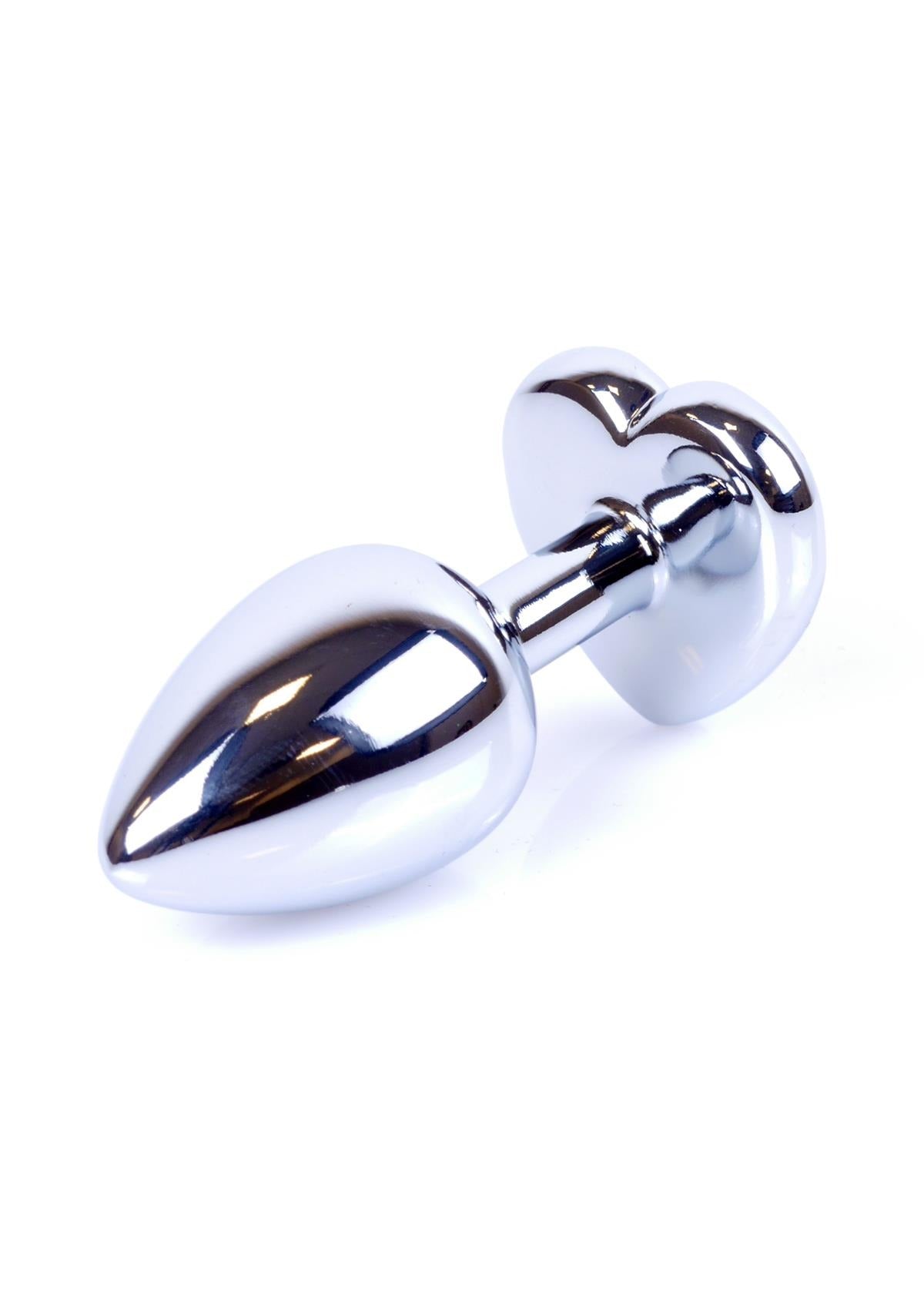 Bossoftoys - 64-00051 - Heart design silver Plug - Silver - Anal - Heart - Green stone - length 7 cm - dia 2,7 cm - window colour box