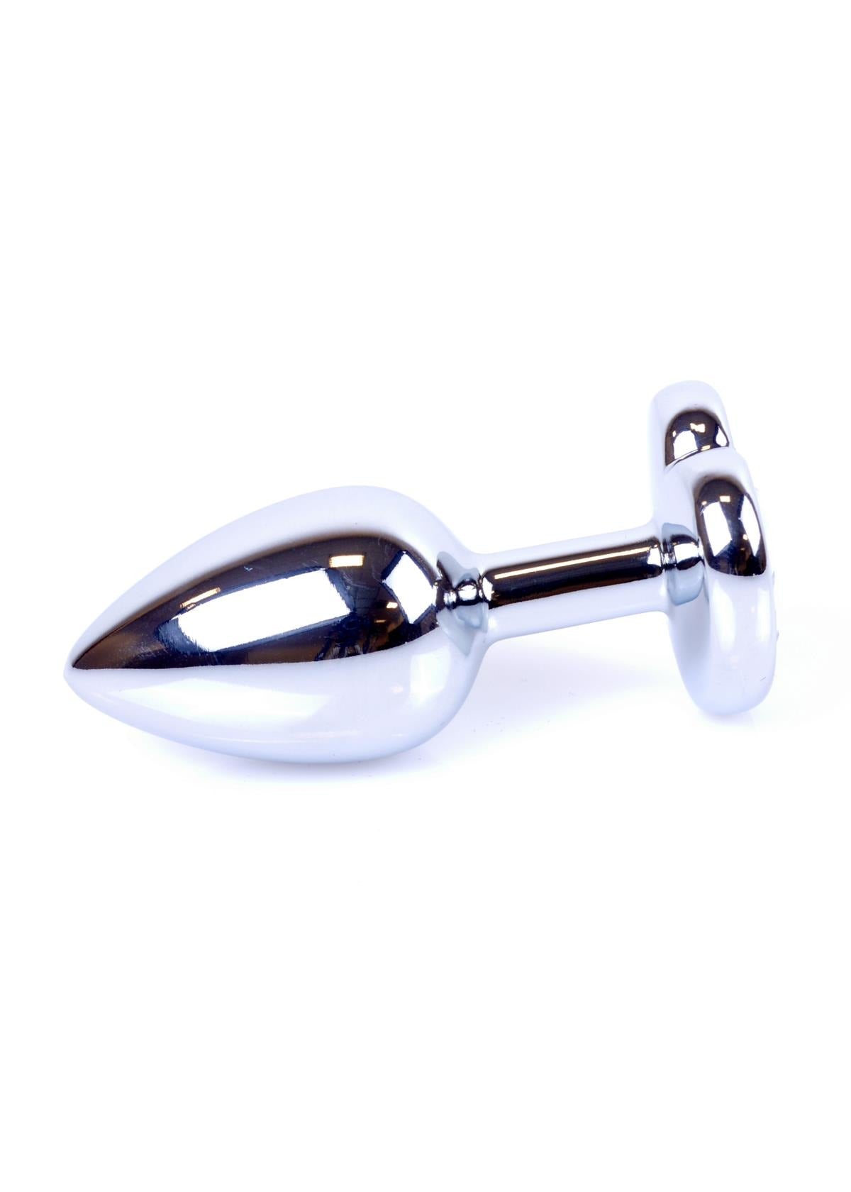 Bossoftoys - 64-00051 - Heart design silver Plug - Silver - Anal - Heart - Green stone - length 7 cm - dia 2,7 cm - window colour box