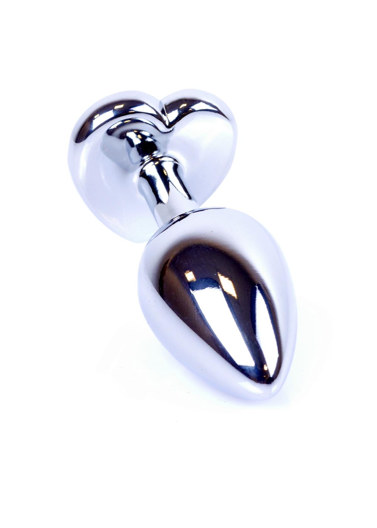 Bossoftoys - 64-00051 - Heart design silver Plug - Silver - Anal - Heart - Green stone - length 7 cm - dia 2,7 cm - window colour box