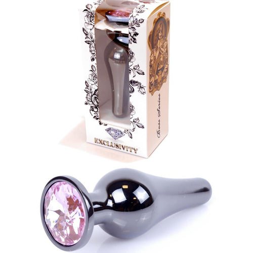 Boysoftoys - 64-00054 - Butt - Plug - Dark - Silver - Anal - Rose - length 9,5 cm - dia 3 cm - window colour box