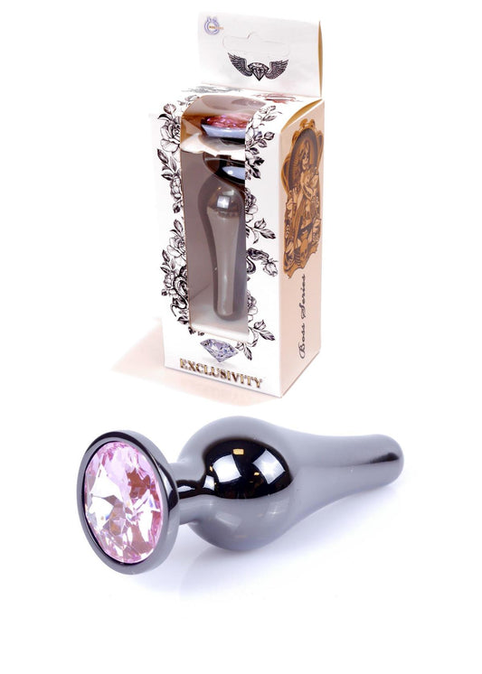 Boysoftoys - 64-00054 - Butt - Plug - Dark - Silver - Anal - Rose - length 9,5 cm - dia 3 cm - window colour box