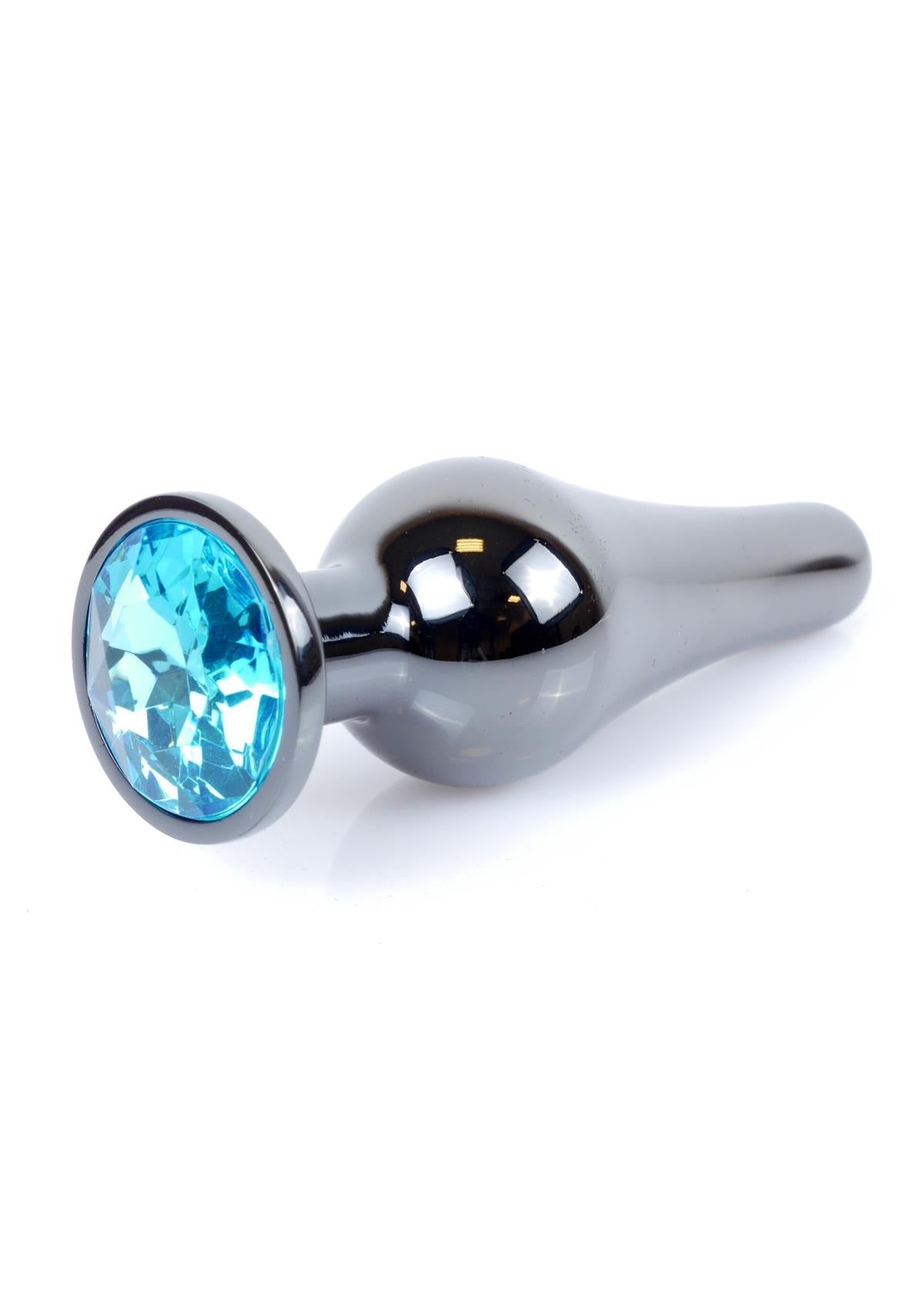 Bossoftoys - 64-00058 - Butt - Plug - Dark - Silver - Anal - Light blue - lenght 9,5 cm - dia 3 cm - colour window box
