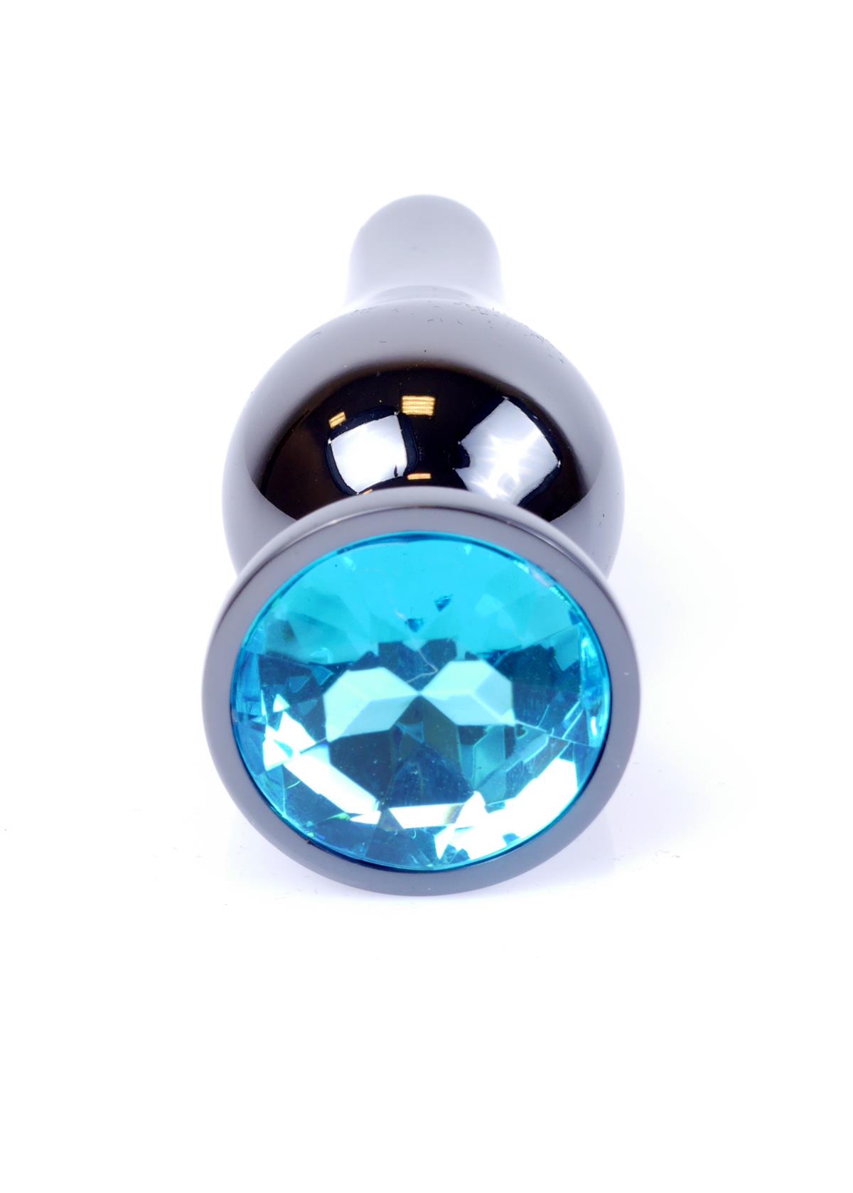 Bossoftoys - 64-00058 - Butt - Plug - Dark - Silver - Anal - Light blue - lenght 9,5 cm - dia 3 cm - colour window box