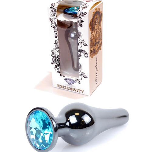 Boysoftoys - 64-00058 - Butt - Plug - Dark - Silver - Anal - Light blue - lenght 9,5 cm - dia 3 cm - colour window box