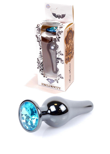 Bossoftoys - 64-00058 - Butt - Plug - Dark - Silver - Anal - Light blue - lenght 9,5 cm - dia 3 cm - colour window box