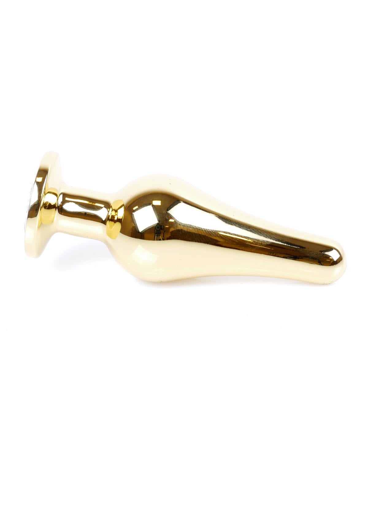 Bossoftoys - 64-00070 - Gold big Butt Plug - anal plug with Purple stone - length 9 cm - dia 2,9 cm - colour window box