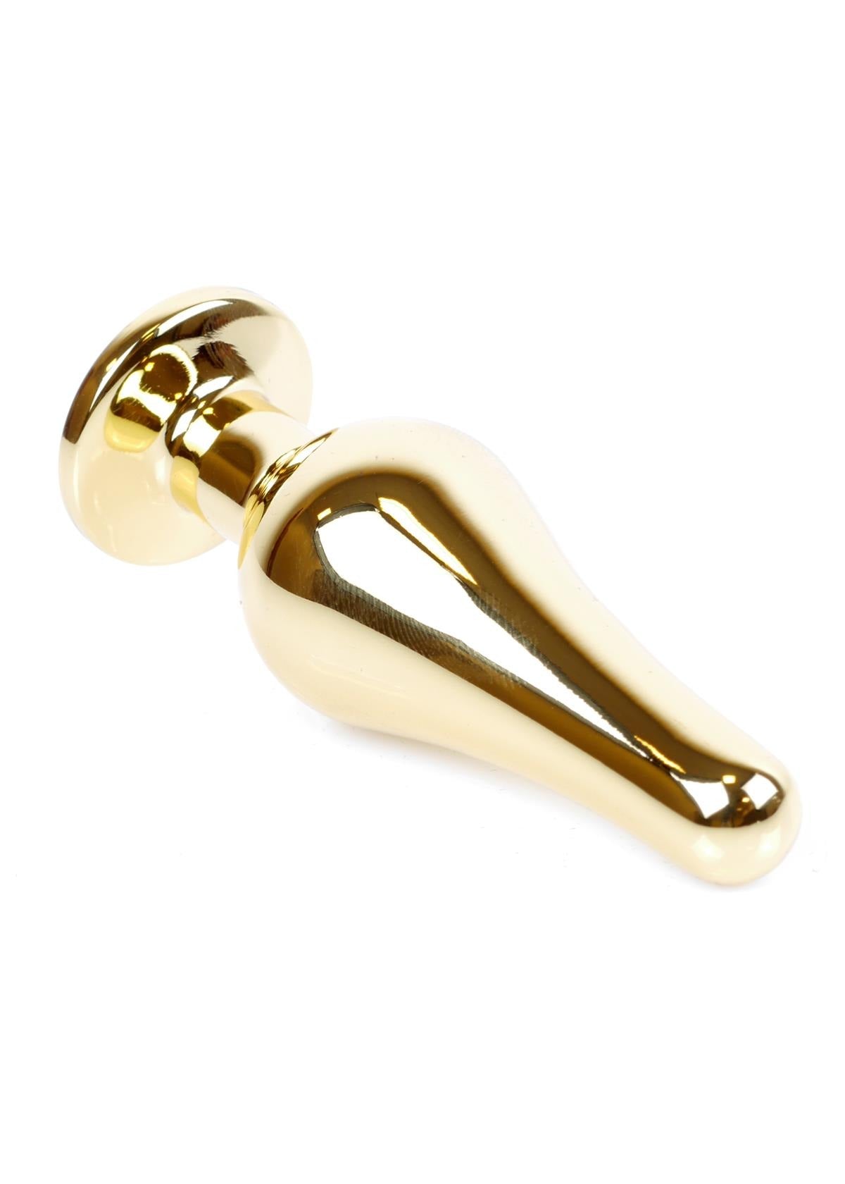 Bossoftoys - 64-00070 - Gold big Butt Plug - anal plug with Purple stone - length 9 cm - dia 2,9 cm - colour window box