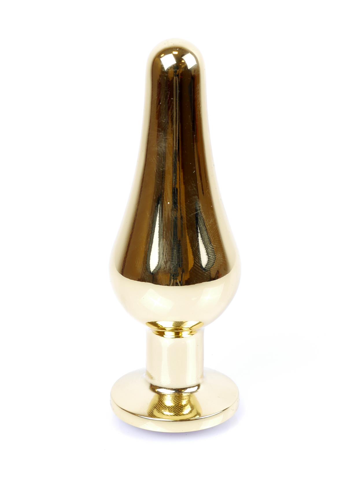 Bossoftoys - 64-00070 - Gold big Butt Plug - anal plug with Purple stone - length 9 cm - dia 2,9 cm - colour window box
