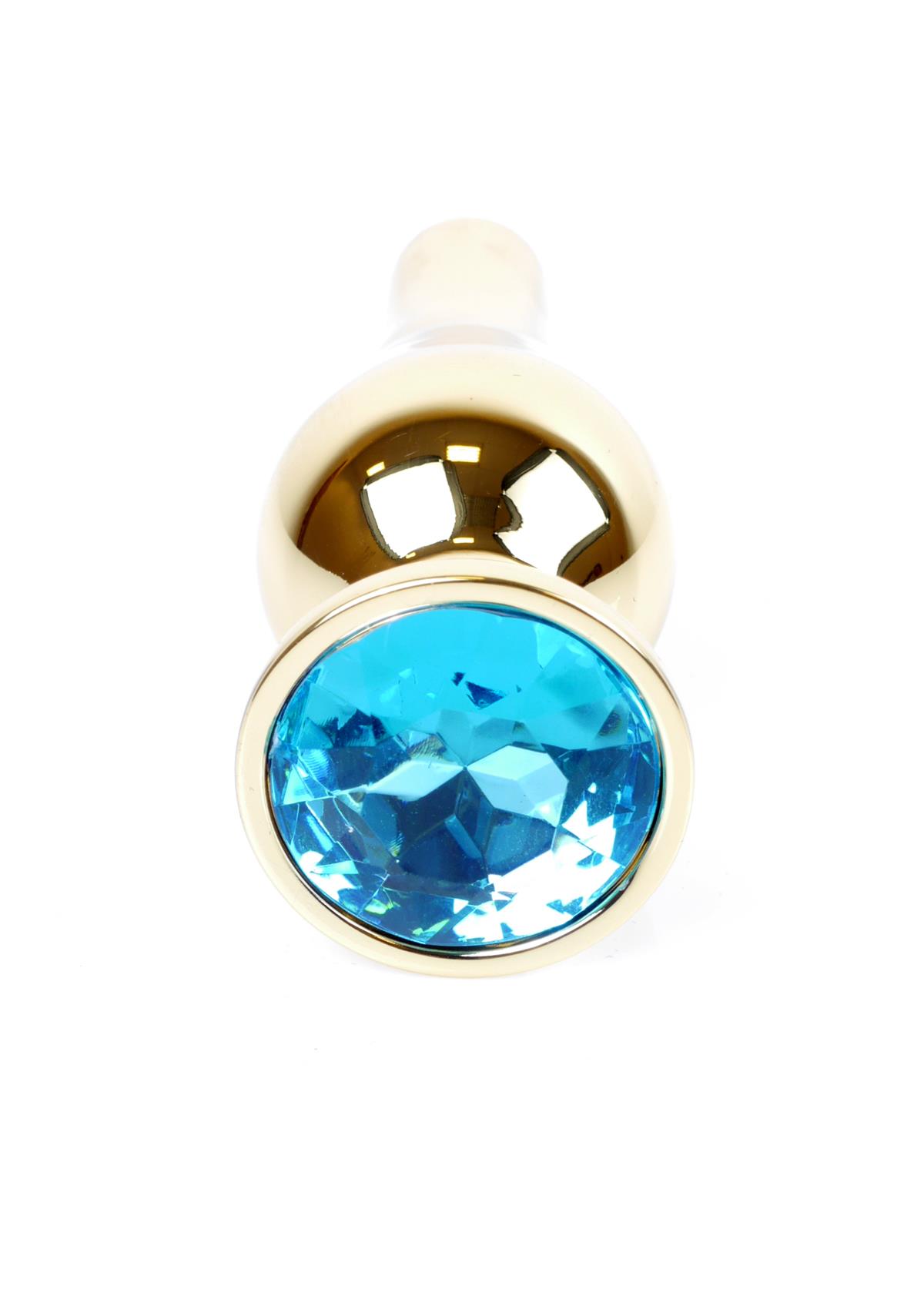 Bossoftoys - 64-00067 - Gold Butt Plug - Anal plug with light blue stone - length 9,5 m - dia 3 cm - colour window box
