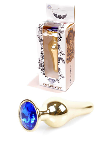 Boysoftoys - 64-00068 - Gold Butt Plug - Anal plug with dark blue stone - length 9,5 m - dia 3 cm - colour window box
