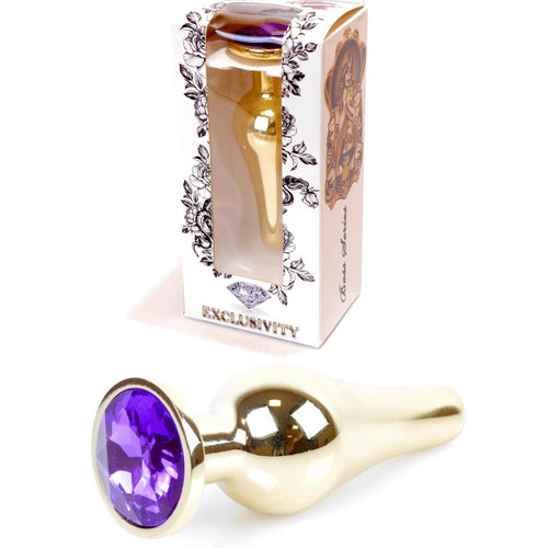 Boysoftoys - 64-00070 - Gold big Butt Plug - anal plug with Purple stone - length 9 cm - dia 2,9 cm - colour window box