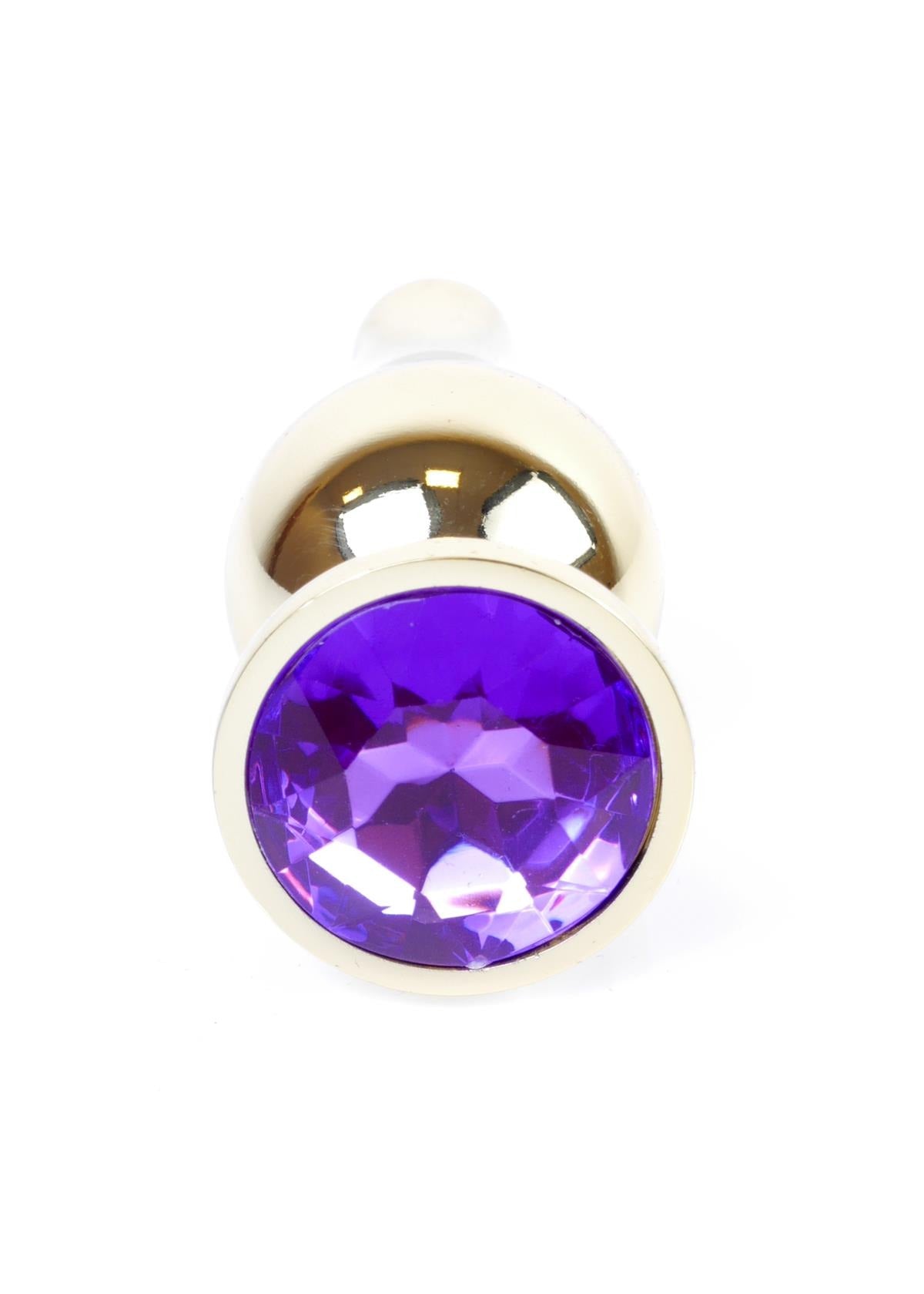 Bossoftoys - 64-00070 - Gold big Butt Plug - anal plug with Purple stone - length 9 cm - dia 2,9 cm - colour window box