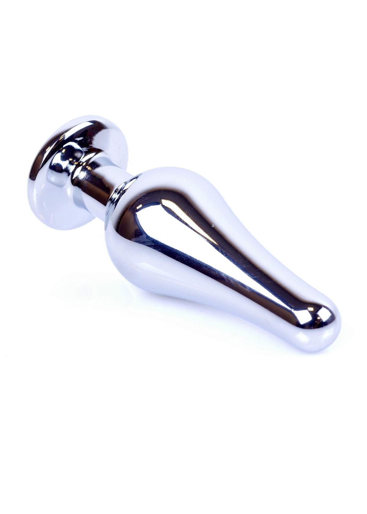 Bossoftoys - 64-00077 - Silver big Butt Plug - anal plug with Dark blue stone - length 9 cm - dia 2,9 cm - colour window box
