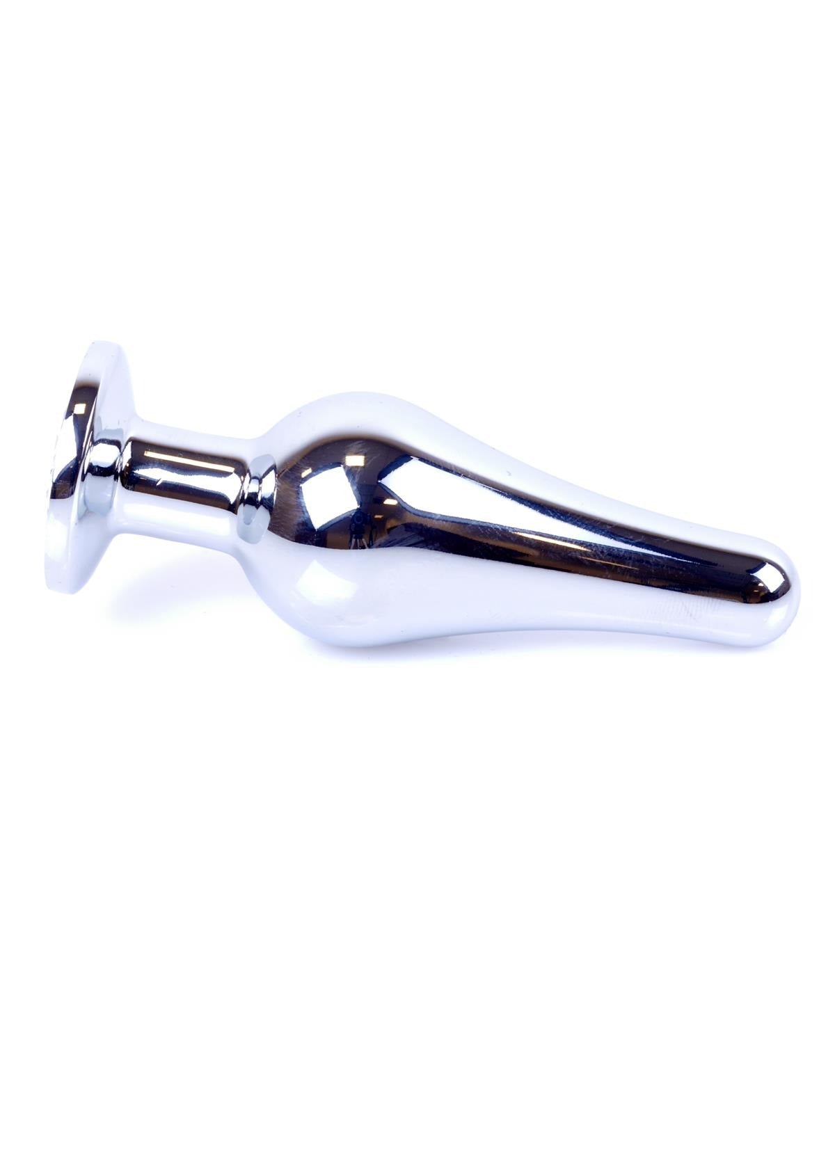 Bossoftoys - 64-00077 - Silver big Butt Plug - anal plug with Dark blue stone - length 9 cm - dia 2,9 cm - colour window box