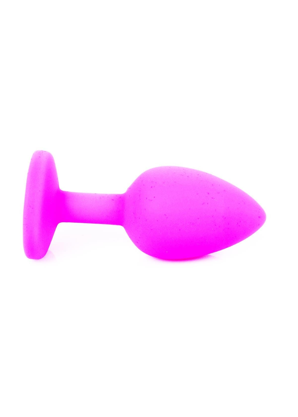 Bossoftoys - 64-00081 - Pink Silicone Anal Plug - anal plug with blue stone - length 7 cm - dia 2,7 cm - colour window box